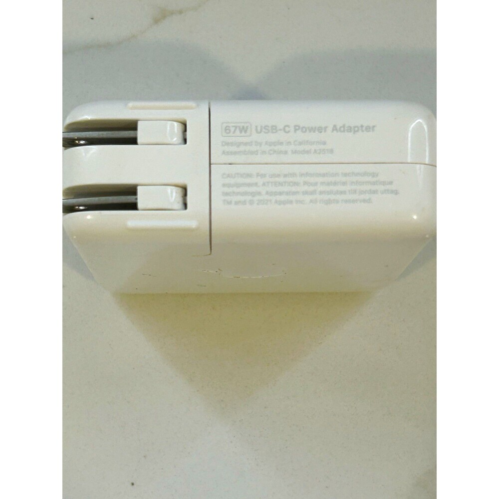 Apple 67W USB-C Power Adapter Charger A2513 White Foldable Plug MacBook